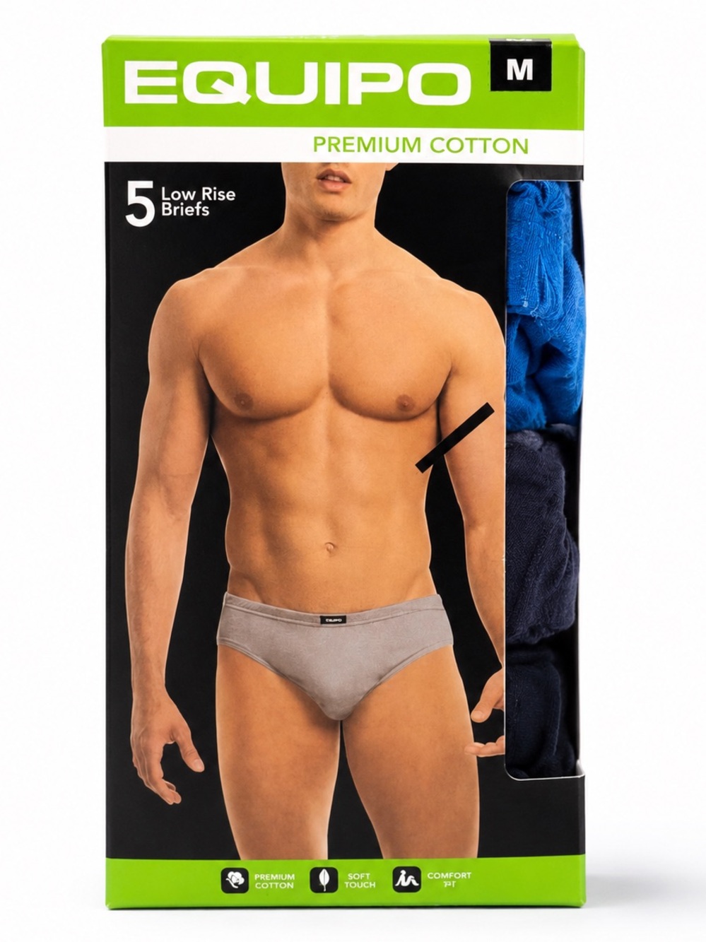 Equipo Men's 5-Pack Low Rise Briefs Premium Cotton Size M 32-34 Assorted Soft